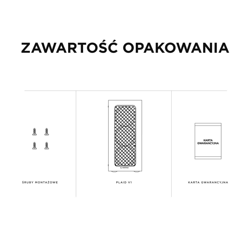 Rampage PLAID V1 Obudowa PC z oknem 4x wentylator 120mm RGB czarna
