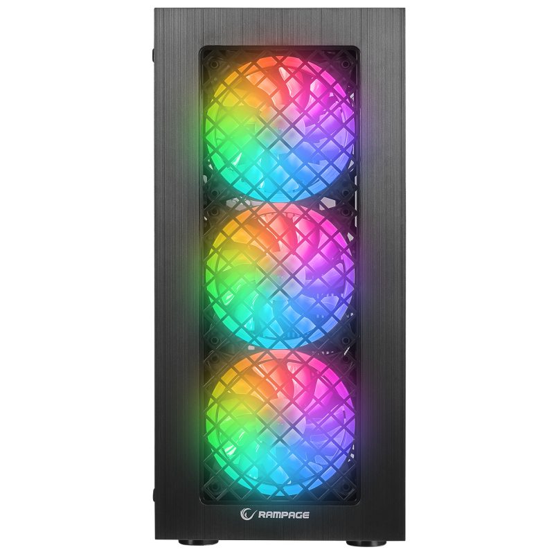 Rampage PLAID V1 Obudowa PC z oknem 4x wentylator 120mm RGB czarna