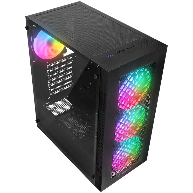 Rampage PLAID V1 Obudowa PC z oknem 4x wentylator 120mm RGB czarna