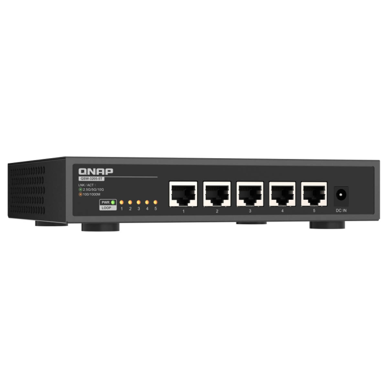 QNAP QSW-3205-5T | Kompaktowy niezarządzany przełącznik 5 portowy, 5x 10GbE Base-T