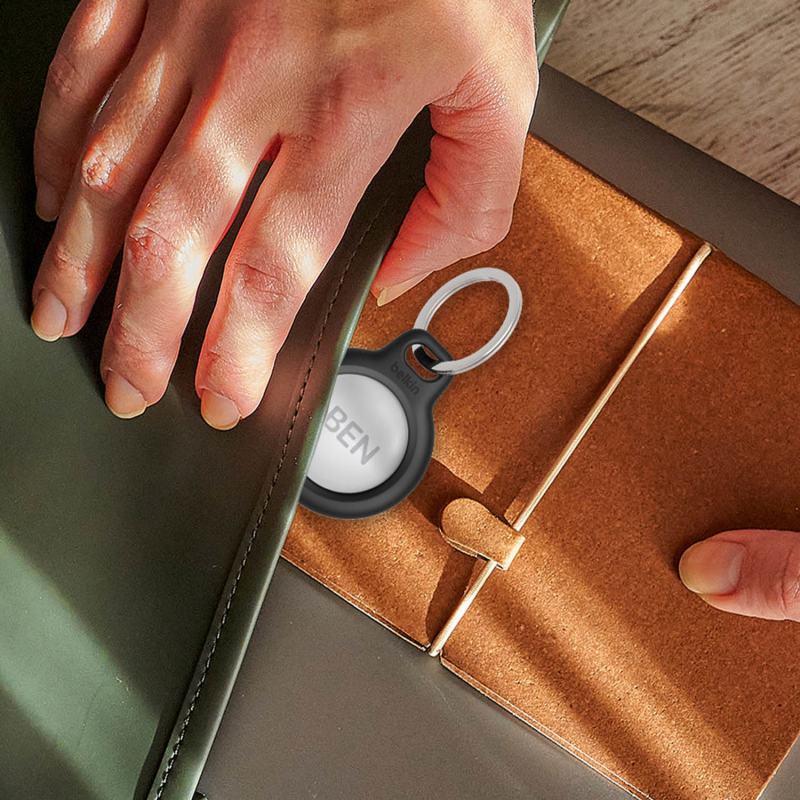 Belkin Uchwyty na AirTag z kółkiem do kluczy, 4 szt., czarne