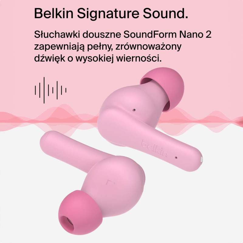 Belkin Bezprzewodowe słuchawki douszne dla dzieci, różowe