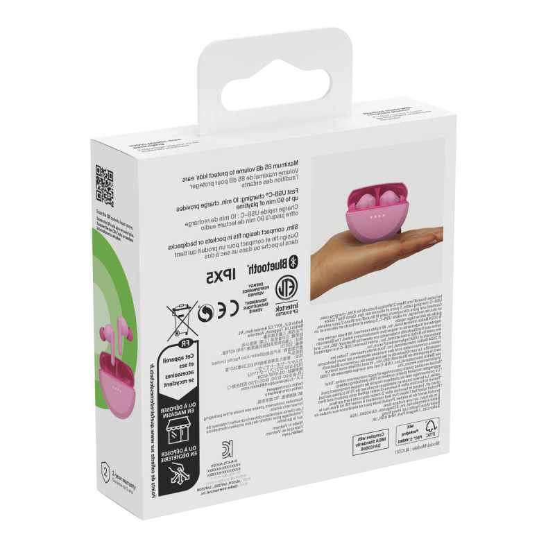 Belkin Bezprzewodowe słuchawki douszne dla dzieci, różowe