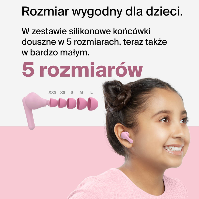 Belkin Bezprzewodowe słuchawki douszne dla dzieci, różowe
