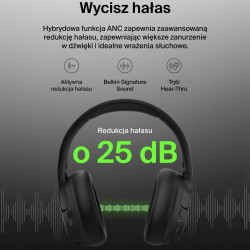 Belkin Słuchawki nauszne z redukcją hałasu, bezprzewodowe, czarne