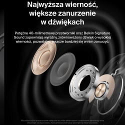 Belkin Słuchawki nauszne z redukcją hałasu, bezprzewodowe, czarne