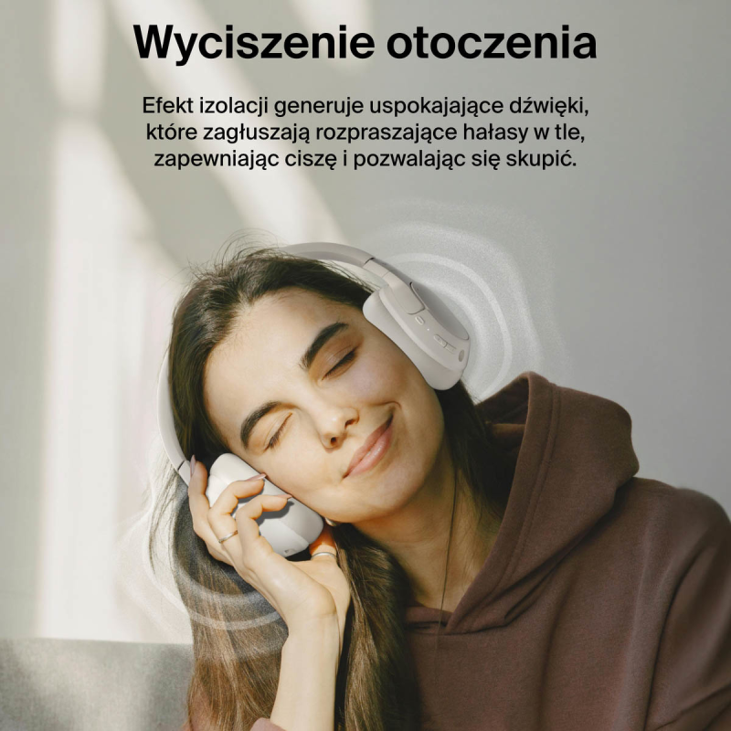 Belkin Słuchawki nauszne z redukcją hałasu, bezprzewodowe, kremowe