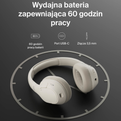 Belkin Słuchawki nauszne z redukcją hałasu, bezprzewodowe, kremowe