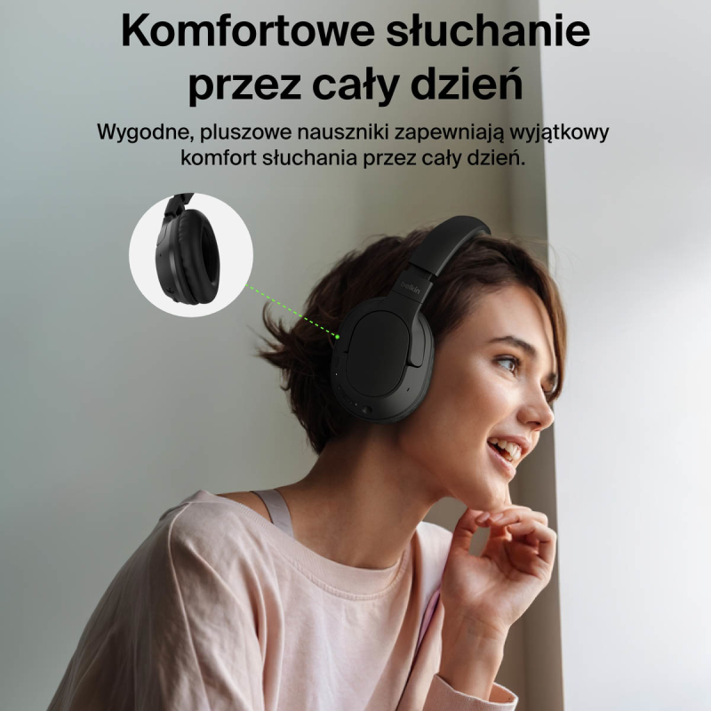 Belkin Słuchawki nauszne, bezprzewodowe, czarne