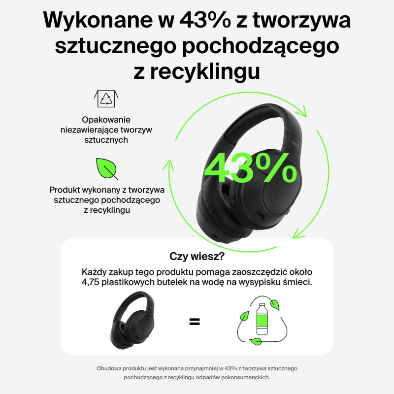 Belkin Słuchawki nauszne, bezprzewodowe, czarne