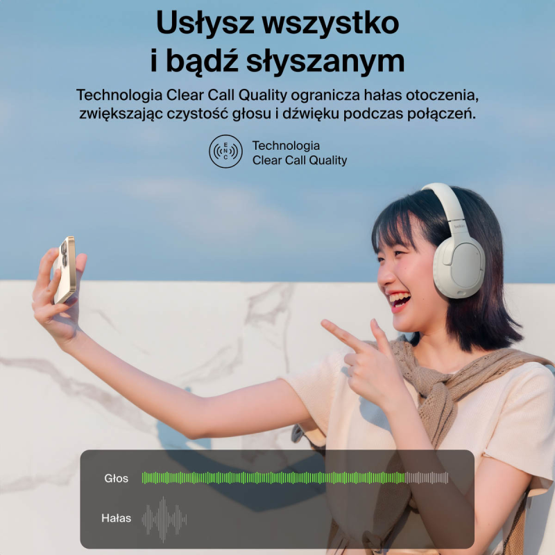 Belkin Słuchawki nauszne, bezprzewodowe, kremowe