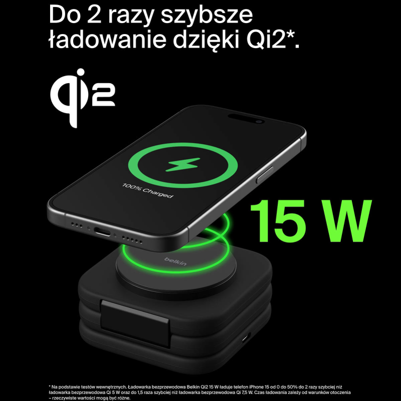 Belkin Podróżna magnetyczna podkładka ładująca 3w1 15W, czarna