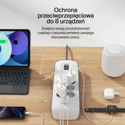 Belkin Listwa zasilająca przeciwprzepięciowa 650J, 6 gniazd Schuko, 2x USB-A, 2m