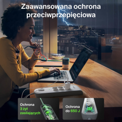 Belkin Listwa zasilająca przeciwprzepięciowa 650J, 6 gniazd Schuko, 2x USB-A, 2m