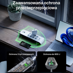 Belkin Listwa zasilająca przeciwprzepięciowa 900J, 8 gniazd Schuko, 2x USB-A, 2m