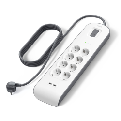 Belkin Listwa zasilająca przeciwprzepięciowa 900J, 8 gniazd Schuko, 2x USB-A, 2m