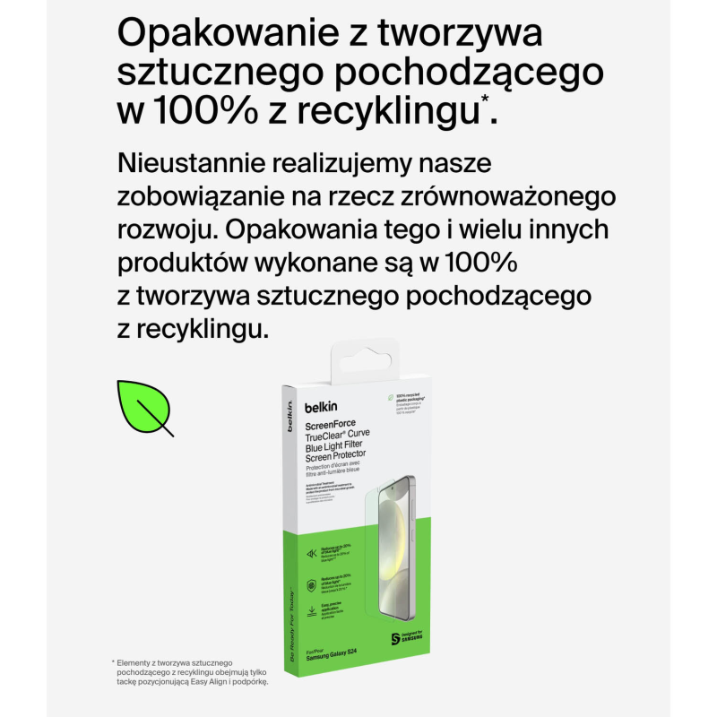 Belkin Szkło na Samsung S24, TrueClear Curve, z filtrem światła niebieskiego