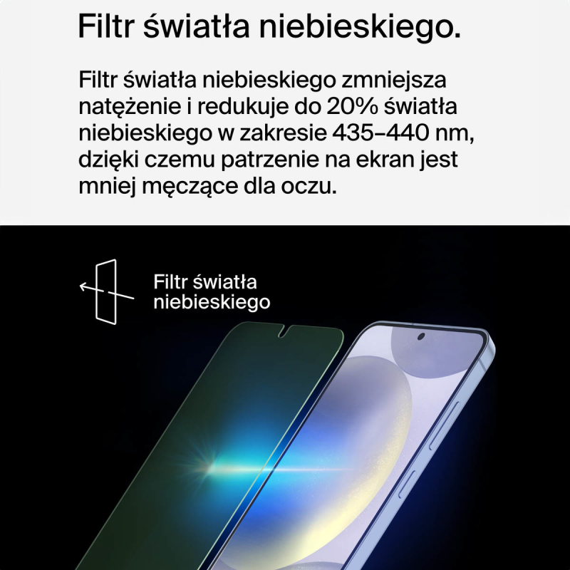 Belkin Folia ochronna na Samsung S24+, TrueClear Curve, z filtrem światła niebieskiego