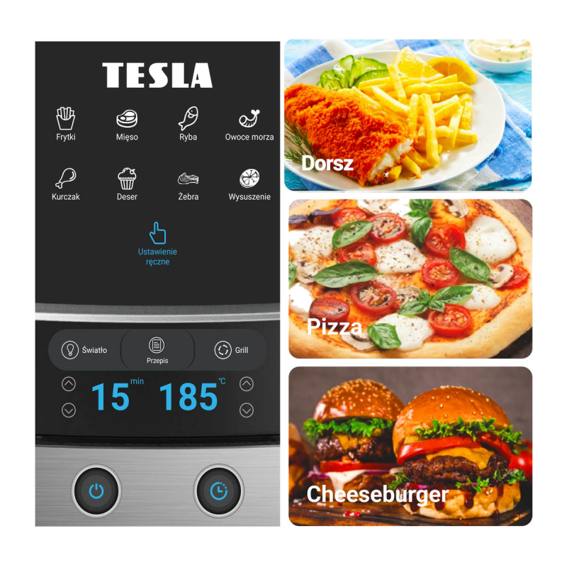 TESLA AirCook & Grill QG800 WiFi wielofunkcyjna frytkownica i grill z aplikacją mobilną
