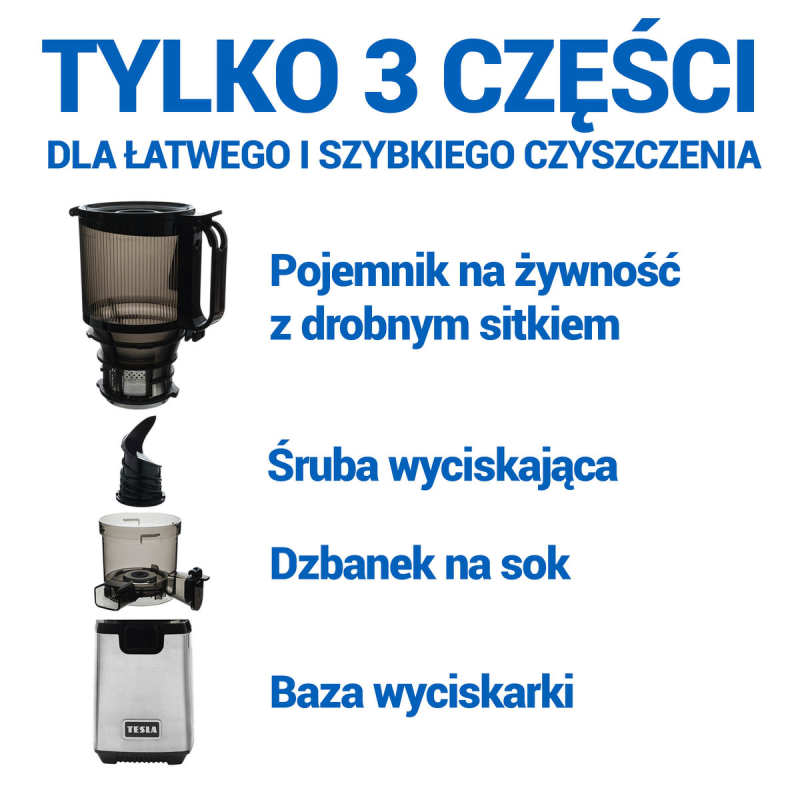 TESLA SlowJuicer SJ770 XXL Deluxe wolnoobrotowa wyciskarka do soków
