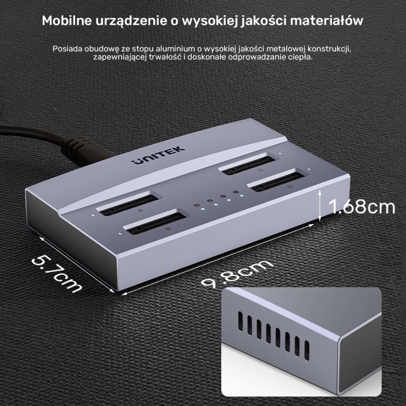 Unitek USB4 4-kieszeniowa stacja dokująca/ klonująca M.2 SSD
