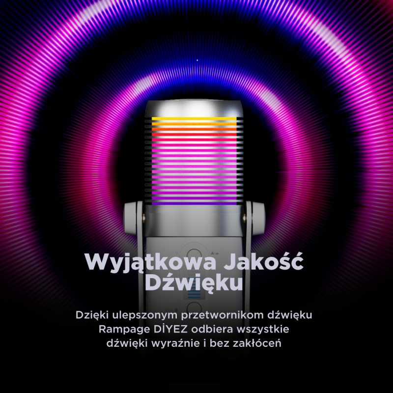 Rampage Diyez Mikrofon gamingowy dotykowy RGB USB-C biały