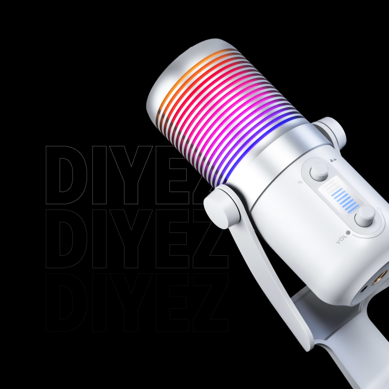 Rampage Diyez Mikrofon gamingowy dotykowy RGB USB-C biały