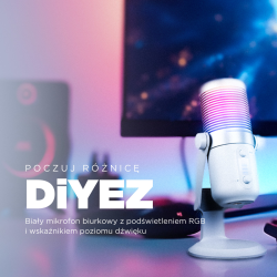 Rampage Diyez Mikrofon gamingowy dotykowy RGB USB-C biały