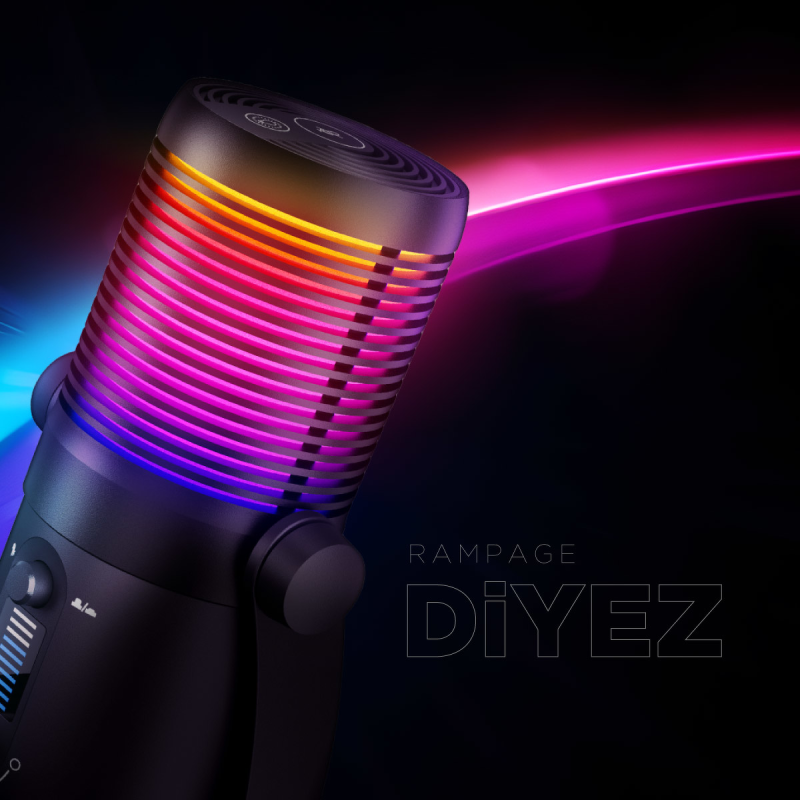 Rampage Diyez Mikrofon gamingowy dotykowy RGB USB-C czarny