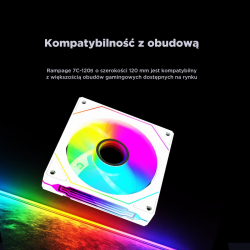 Rampage Wentylator do obudowy 120MM 1800RPM Infinite loop ARGB biały PWM