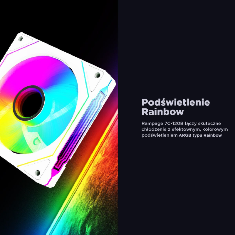 Rampage Wentylator do obudowy 120MM 1800RPM Infinite loop ARGB biały PWM
