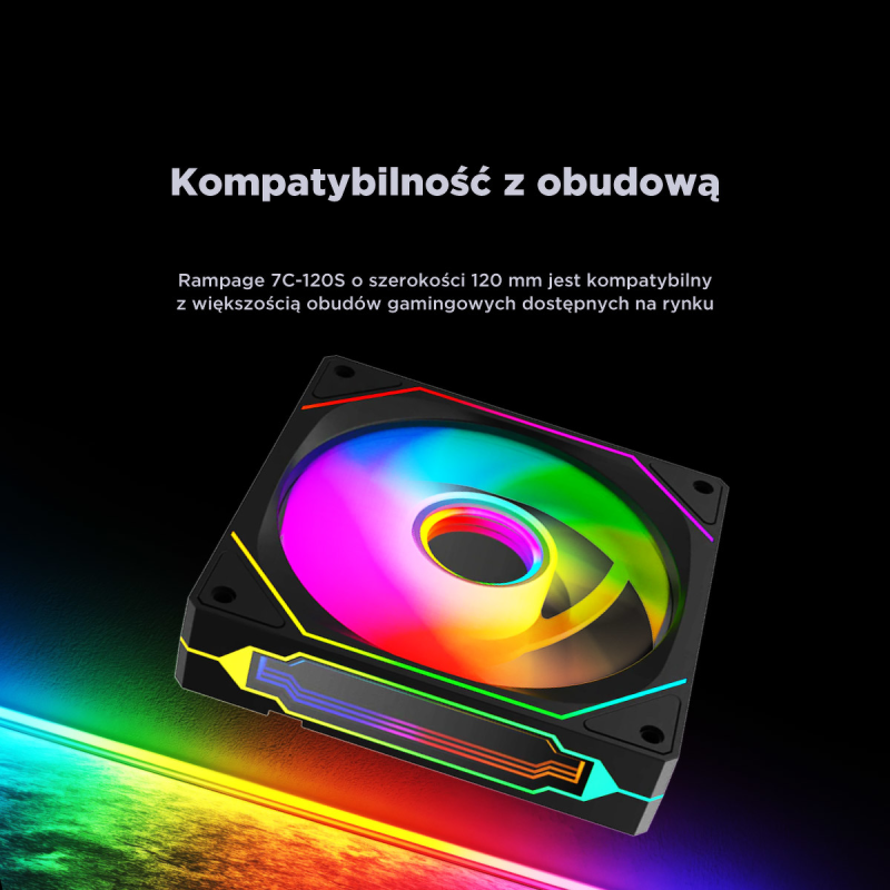 Rampage Wentylator do obudowy 120MM 1800RPM Infinite loop ARGB czarny PWM