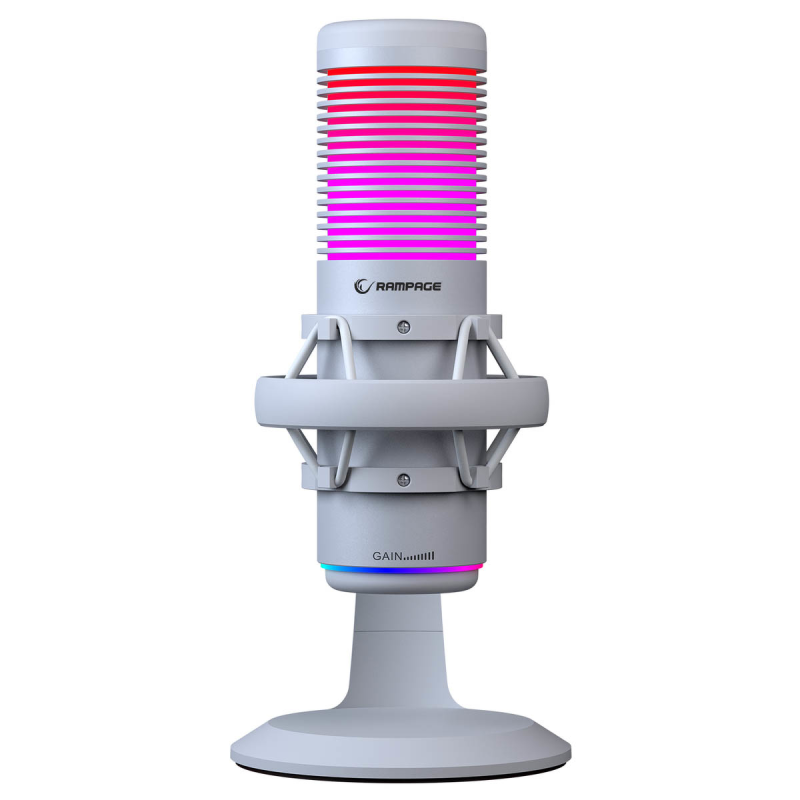 Rampage Bemol Mikrofon gamingowy/do podcastów RGB USB-C biały