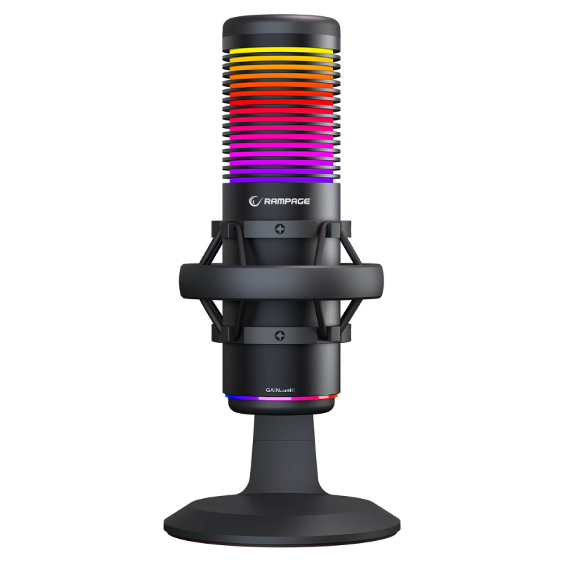 Rampage Bemol Mikrofon gamingowy/do podcastów RGB USB-C czarny