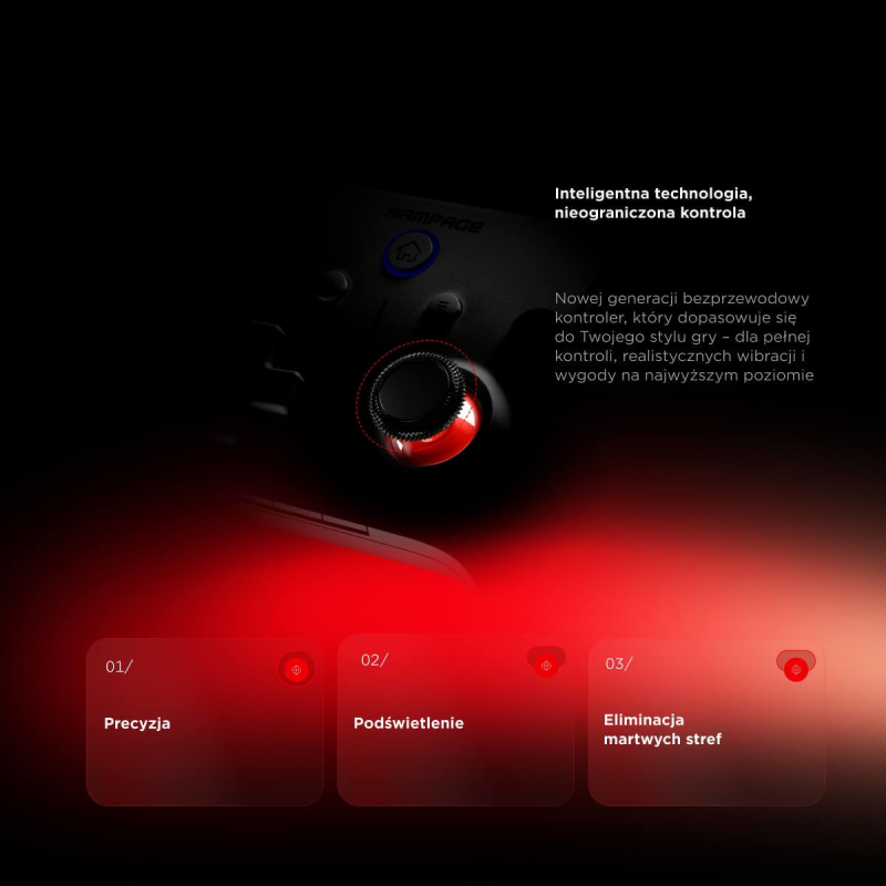 Rampage Hydra Pad bezprzewodowy RGB 2.4G Hall, spusty analogowe