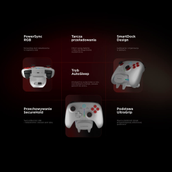 Rampage Hydra Pro Pad bezprzewodowy RGB 2.4G Hall, spusty analogowe, stacja ładowania