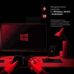 Rampage Hydra Pro Pad bezprzewodowy RGB 2.4G Hall, spusty analogowe, stacja ładowania