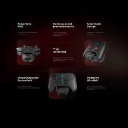 Rampage Hydra Pro Pad bezprzewodowy RGB 2.4G Hall, spusty analogowe, stacja ładowania