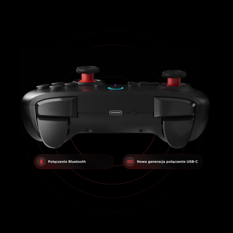 Rampage Hydra Pro Pad bezprzewodowy RGB 2.4G Hall, spusty analogowe, stacja ładowania