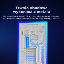 Rampage Hydra V2 Obudowa PC akwarium 4x wentylator ARGB biała