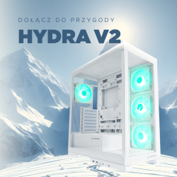 Rampage Hydra V2 Obudowa PC akwarium 4x wentylator ARGB biała