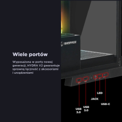 Rampage Hydra V2 Obudowa PC akwarium 4x wentylator ARGB czarna