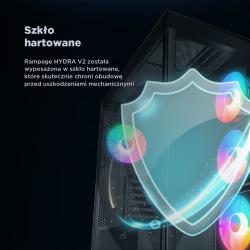 Rampage Hydra V2 Obudowa PC akwarium 4x wentylator ARGB czarna