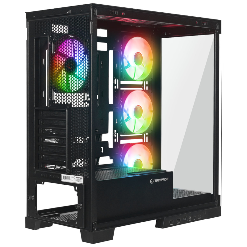 Rampage Hydra V2 Obudowa PC akwarium 4x wentylator ARGB czarna