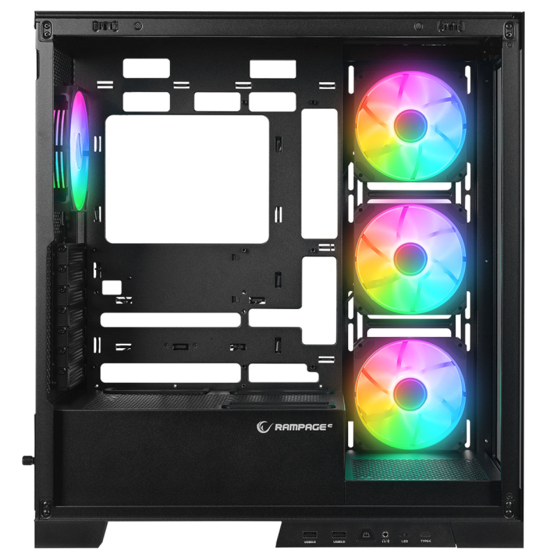 Rampage Hydra V2 Obudowa PC akwarium 4x wentylator ARGB czarna