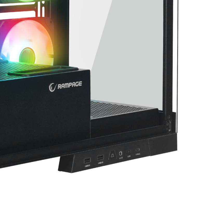 Rampage Hydra V2 Obudowa PC akwarium 4x wentylator ARGB czarna