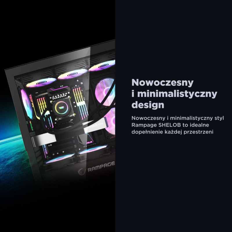 Rampage Shelob Obudowa PC Mid-T 4x wentylator ARGB czarna