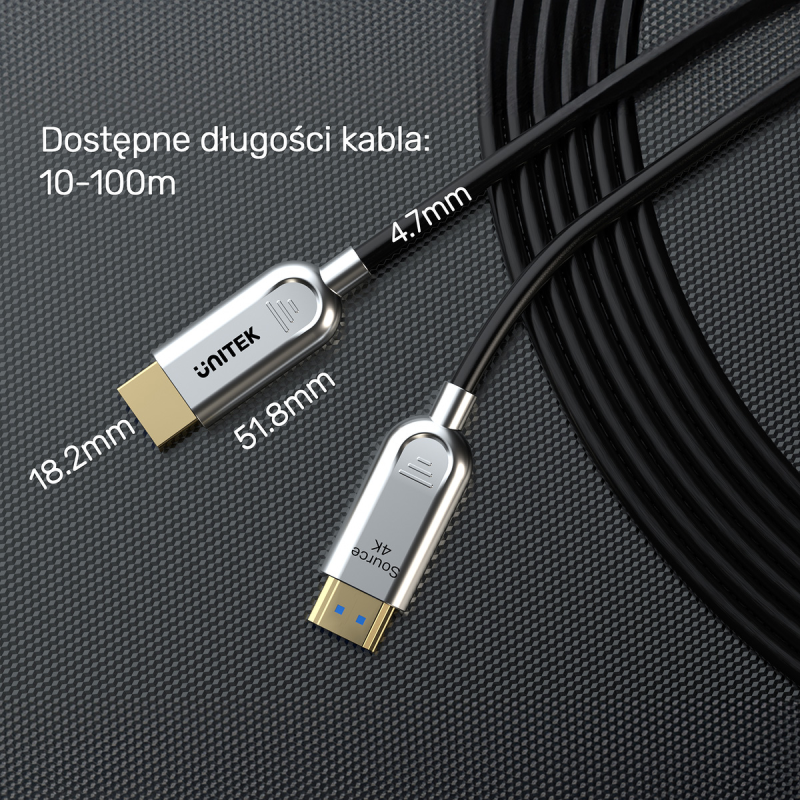 Unitek Kabel optyczny HDMI 2.0 AOC 4K 60Hz 10 m
