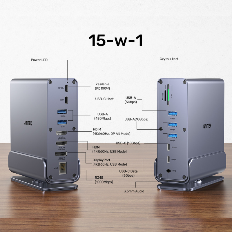 Unitek Uniwersalna stacja dokująca DisplayLink 4K x3