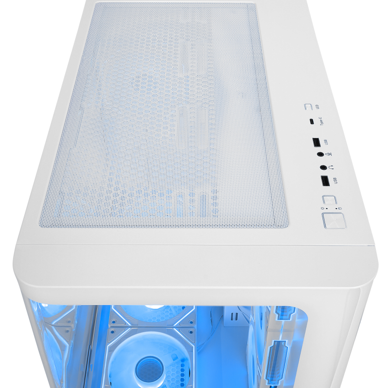 Rampage Loopy Obudowa PC akwarium 7x wentylator ARGB Infinity HUB biała